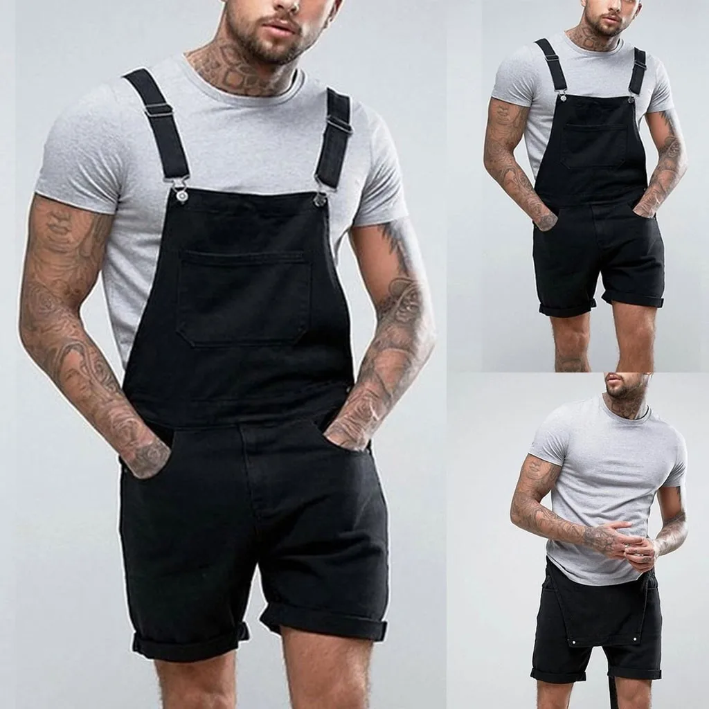

Jumpsuit Streetwear Mens Pants Overall Suspender Jeans Pocket Overall Men's pants