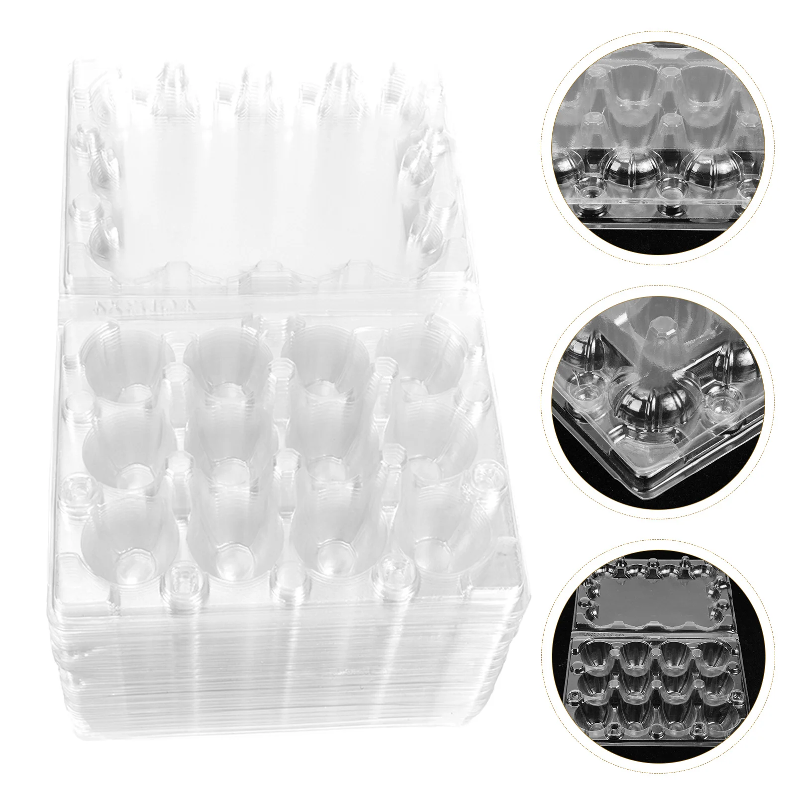 

50 Pcs Quail Egg Tray Kitchen Clear Plastic Containers Storage Box Plate Supply