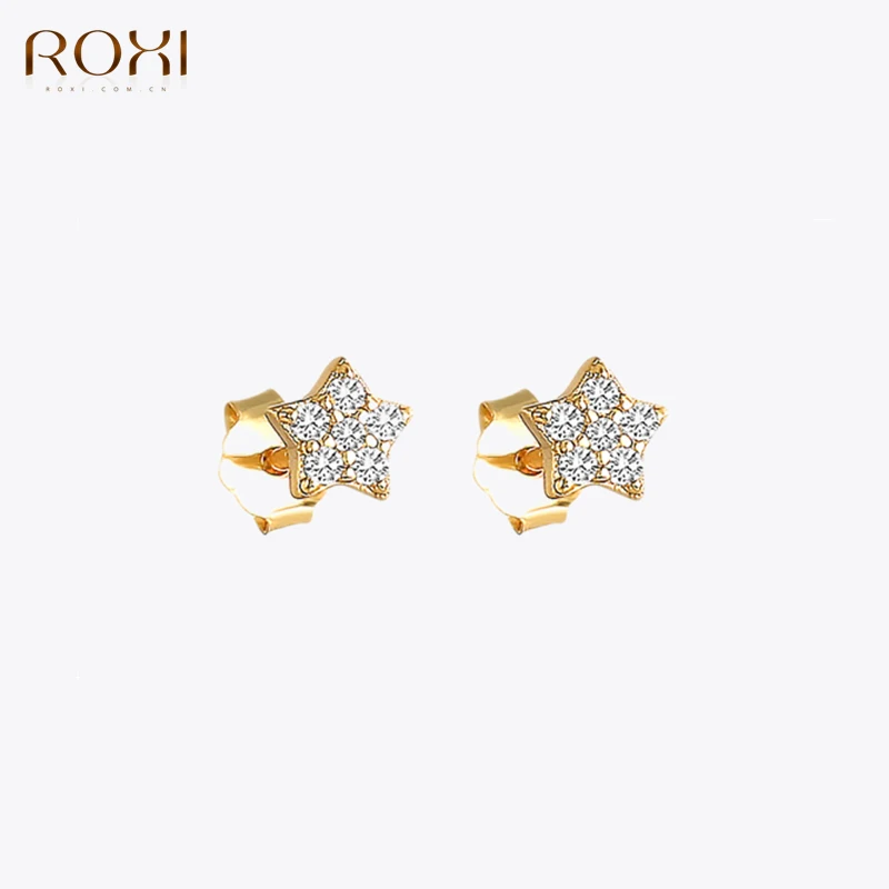 

ROXI Small Moon Star Piercing Stud Earrings Mini 925 Sterling Silver Cartilage Earrings for Women Wedding Jewelry Earring 2020