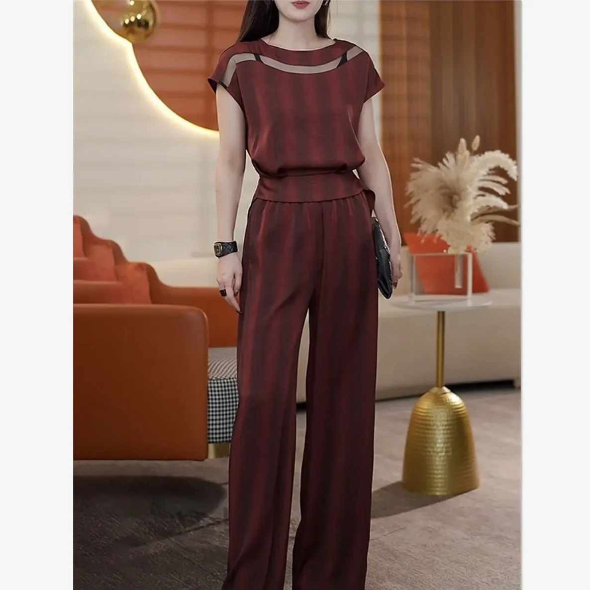 Новый элегантный летний комплект из 2 предметов женский наряд тонкая блузка в