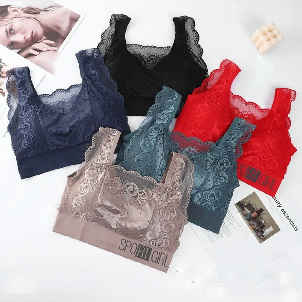 

Wireless Breathable Comfortable Push-up Beauty Back Lace Bralette French Women Bra Deep V Brassiere Floral
