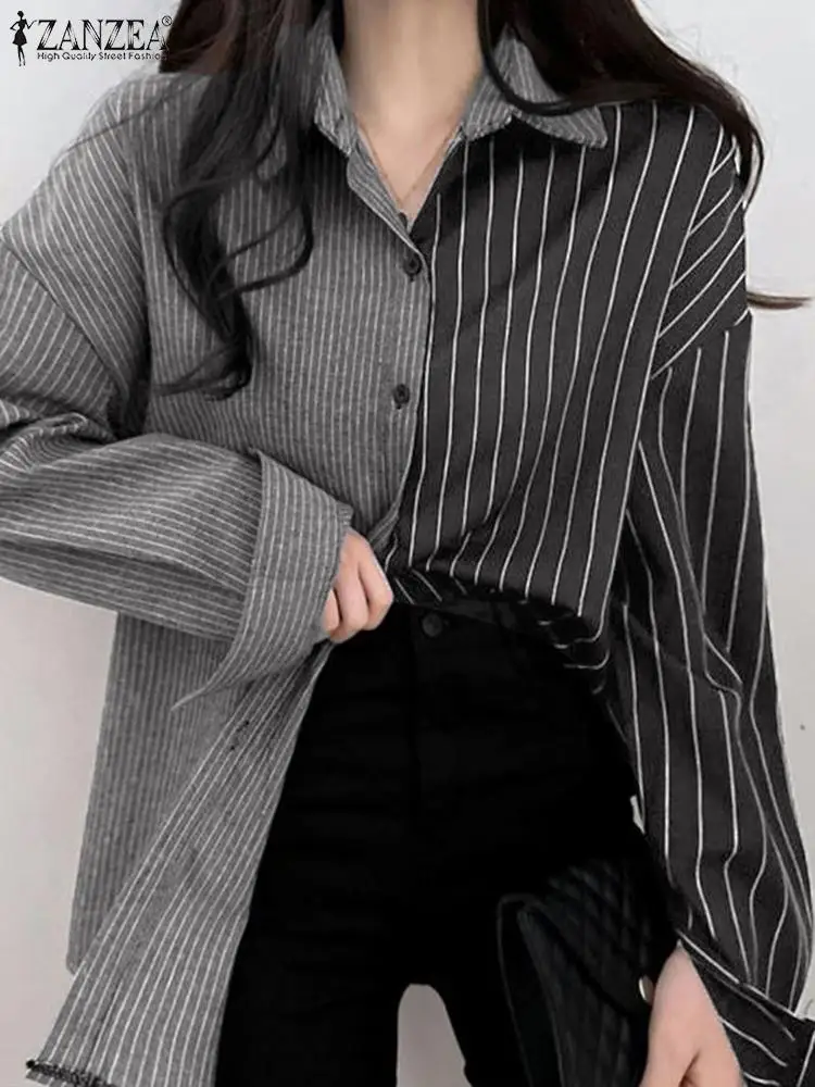 

Блузка ZANZEA Женская однобортная с длинным рукавом и принтом, элегантная рубашка в богемном стиле, модный топ, осень