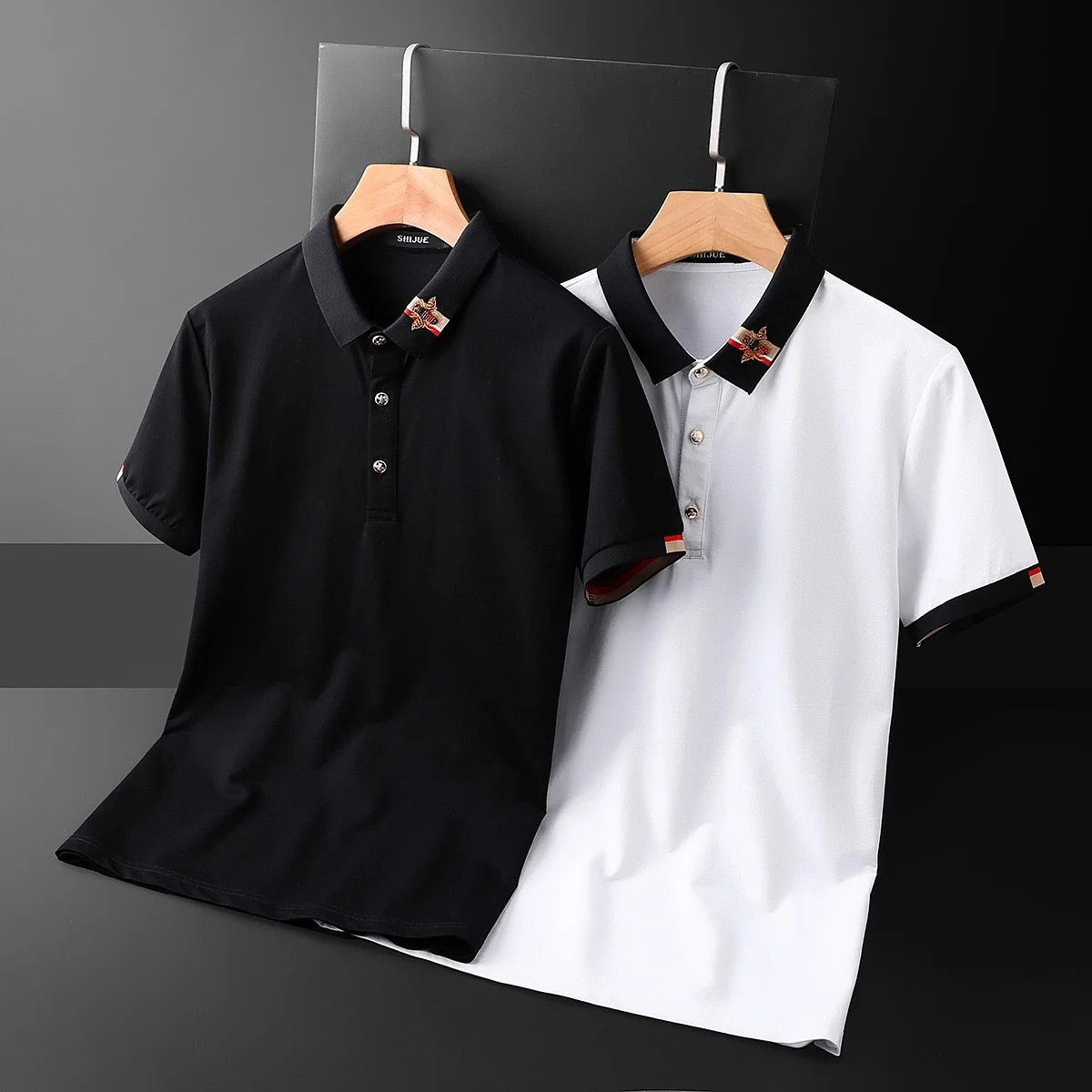 

American European and luxury boutique embroidered men's Polo Shirt 2023 summer new Lapel short sleeve t-shirt men's casual top