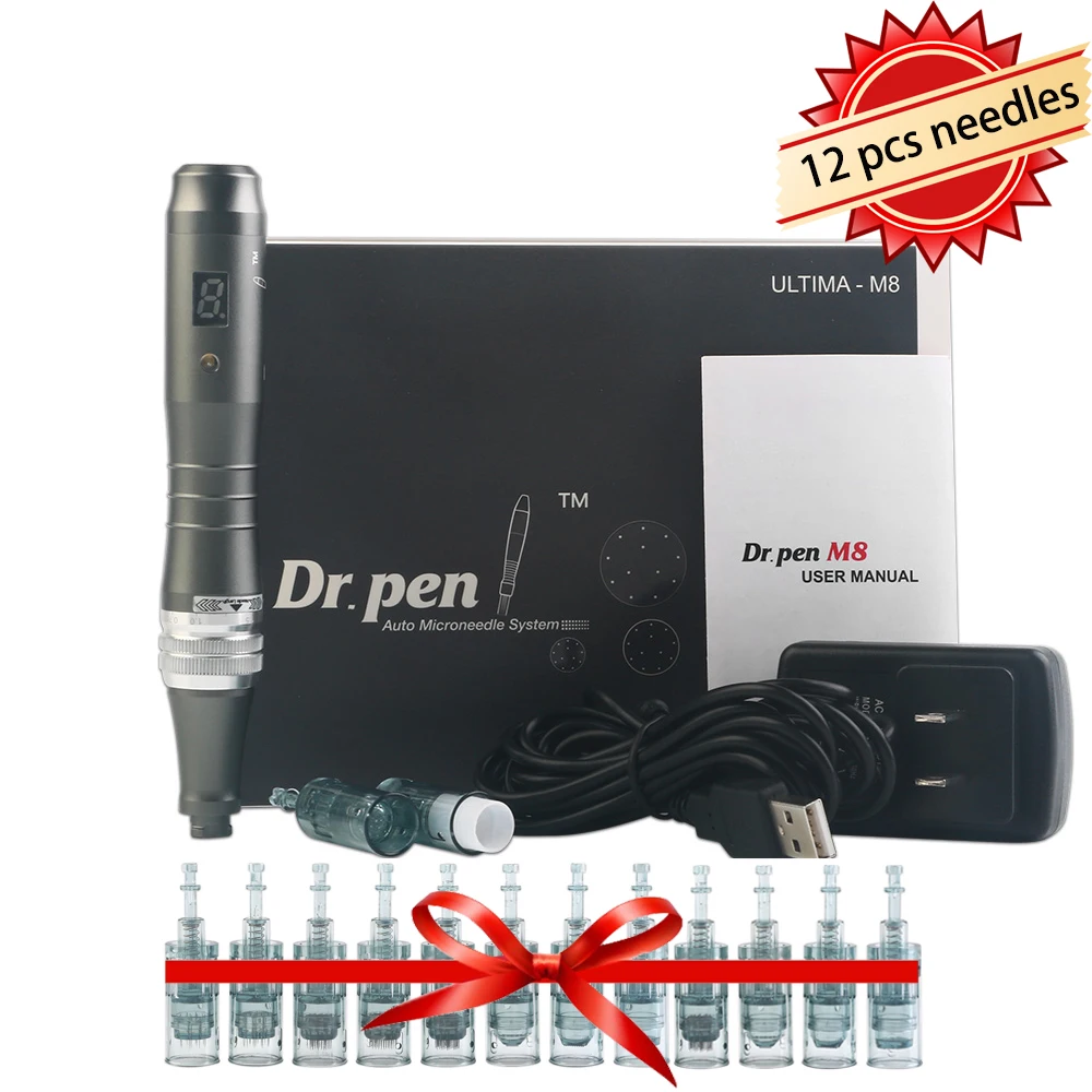 

Устройство Dermapen Dr Pen M8 микро игла Дерма ручка с 12 шт Dr ручка M8 картриджи MTS микроигольная машина Профессиональный Комплект