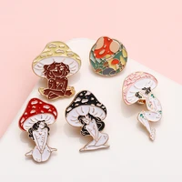 personalized mushroom alloy enamel pin girl brooch tide creative all match backpack clothing badge jewelry gift for kids