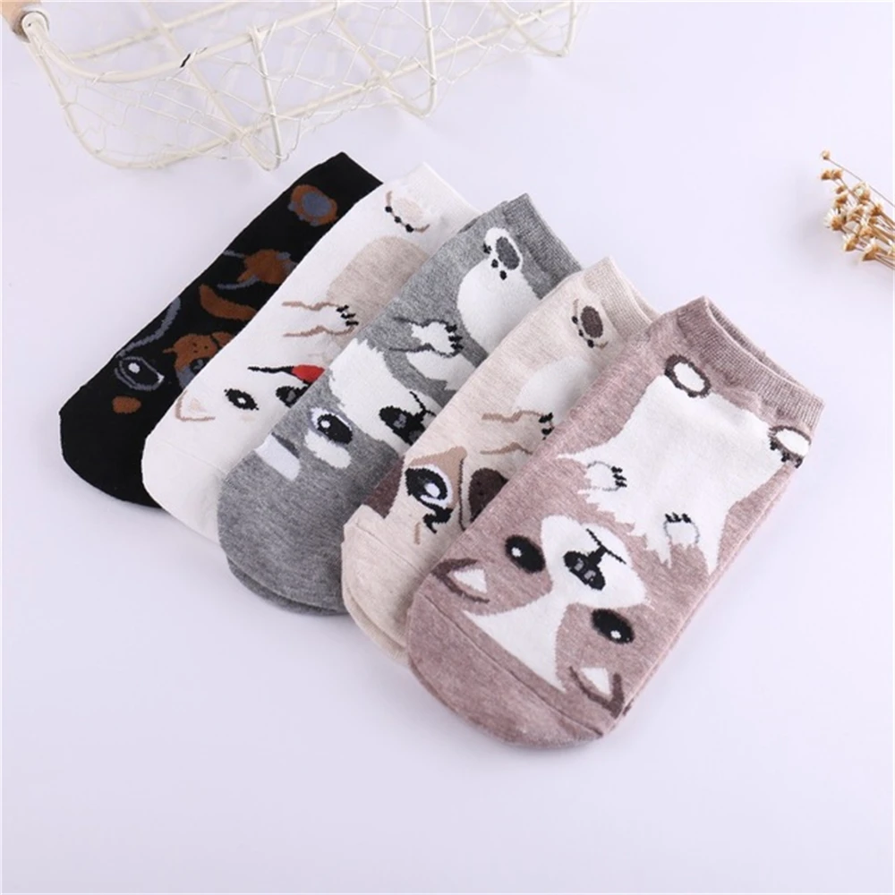 

Women Animal Ankle Socks Friend Pug Corgi Rottweiler Schnauze Samoyed Dog Pet SOX for Elder Children or Adult unisex sokken