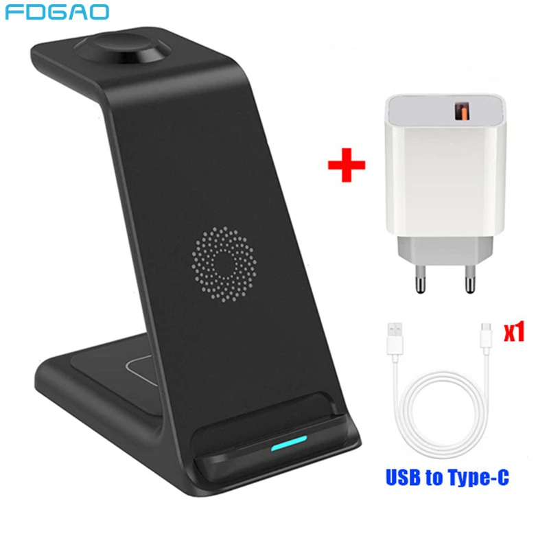 

Беспроводное зарядное устройство 3 в 1 15 Вт, док-станция для быстрой зарядки для iPhone 14 13 12 11 XS XR X 8, подставка для Apple Watch 7 6 SE Airpods Pro