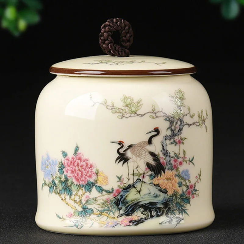 

Candy Storage Large Tea Container Jar Coffee Spice Canister Sealed Porcelain Box Storage Tank Painted Porcelain Tea Caddy Can