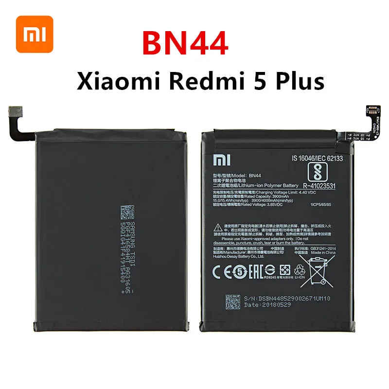 xiao mi 100 orginal bn44 4000mah battery for xiaomi redmi 5 plus bn44 high quality phone replacement batteries tools free global shipping