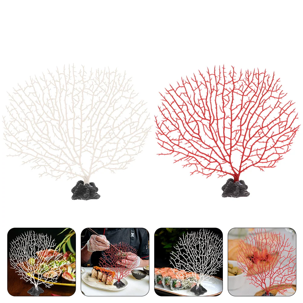

2Pcs Decorative Landscaping Sushi Plate Decor Sushi Plate Coral Decoration for Cold Dish Restaurant Decoration