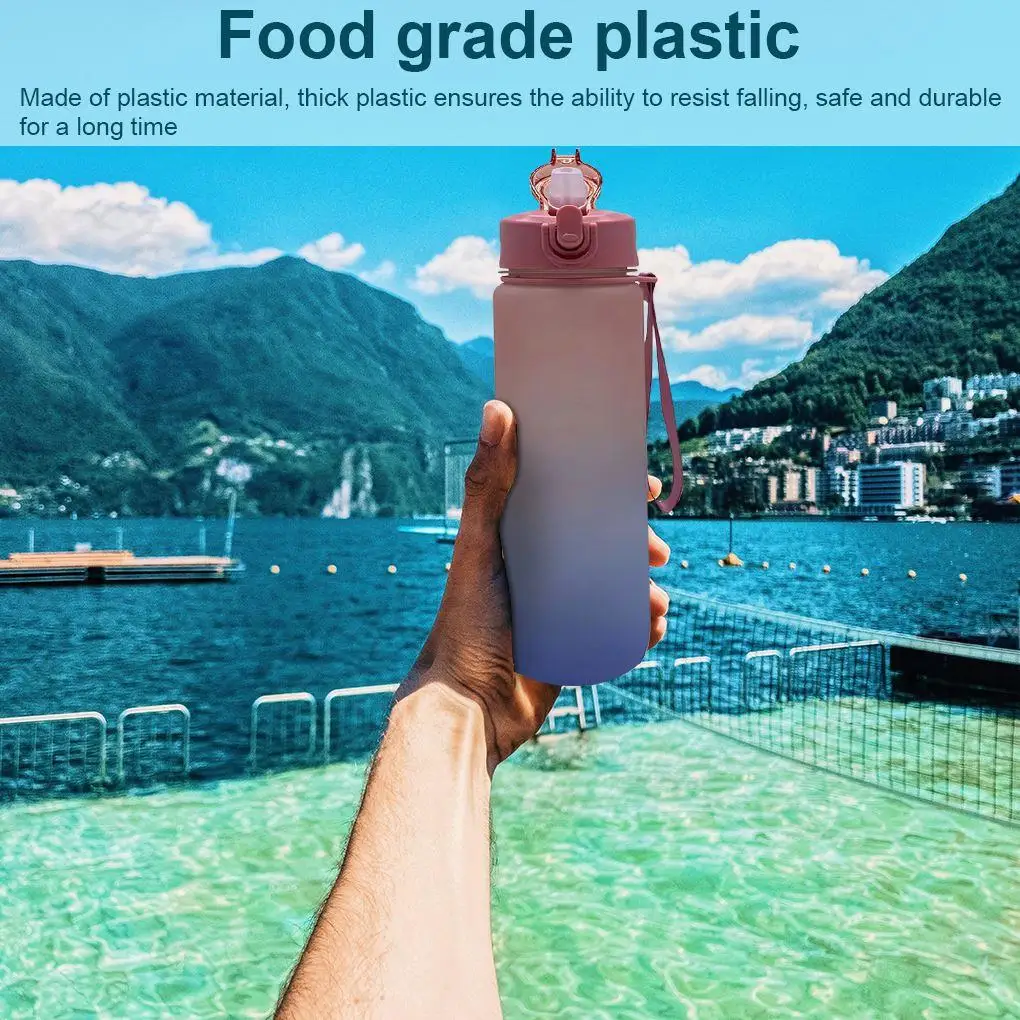 

1L Gradient Fitness Water Bottle Strainer Large-capacity Leak-proof Plastic Drink Space Cup Holder for Fitness Travel Home