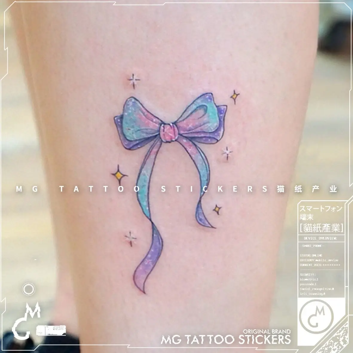 

Тату-наклейки с милым бантом для женщин, Мультяшные градиентные Звездные Временные татуировки, водонепроницаемые лодыжки, имитация татуировки, кавайные