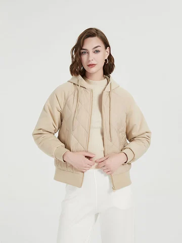 Пальто SuyaDream женское с капюшоном, 90% Пух белой утки, стеганая однотонная куртка-пуховик, Осень-зима 2024