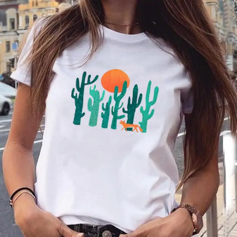

Summer Short Sleeve Casual Tee Shirt Femme Funny Forest Mountain Graphic Print Harajuku Shirt T Shirt Women Tops Camiseta Mujer