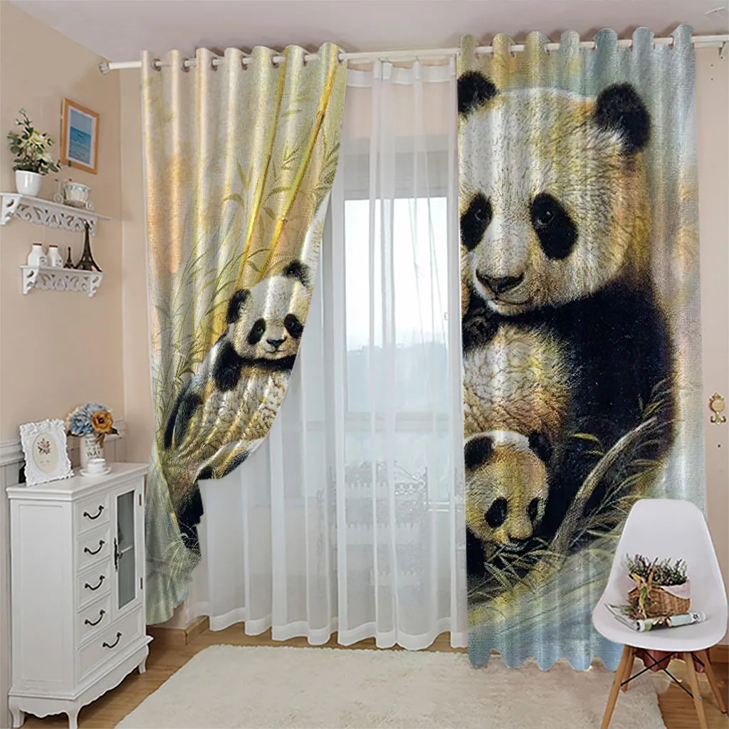 Индивидуальные шторы для гостиной 2 шт. животное панда цифровая печать домашние