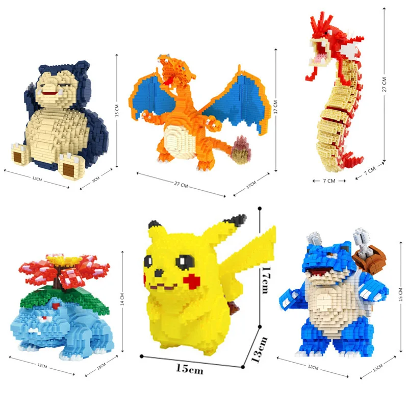 

Pokemon Building Blocks Fire-breathing Dragon Pikachu Compatible Small Particle Anime Figure Model Children Birthday Gift Toys