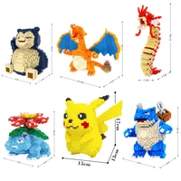 pokemon building blocks fire breathing dragon pikachu compatible small particle anime figure model children birthday gift toys