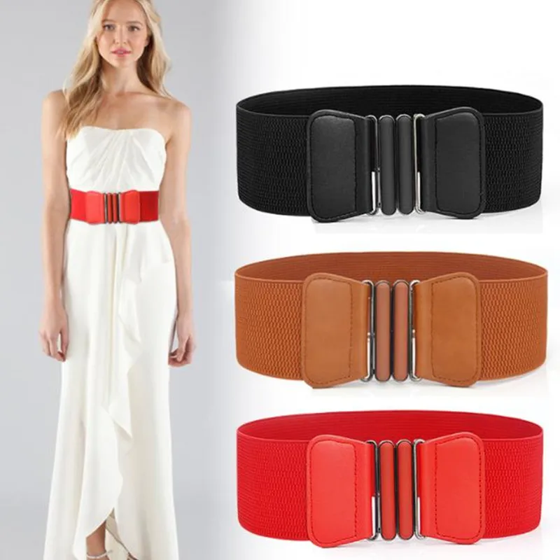 

Fashion Brand Waist Belts Women Lady Solid Stretch Elastic Wide Belt New Dress Adornment For Women Waistband Waist Corsets