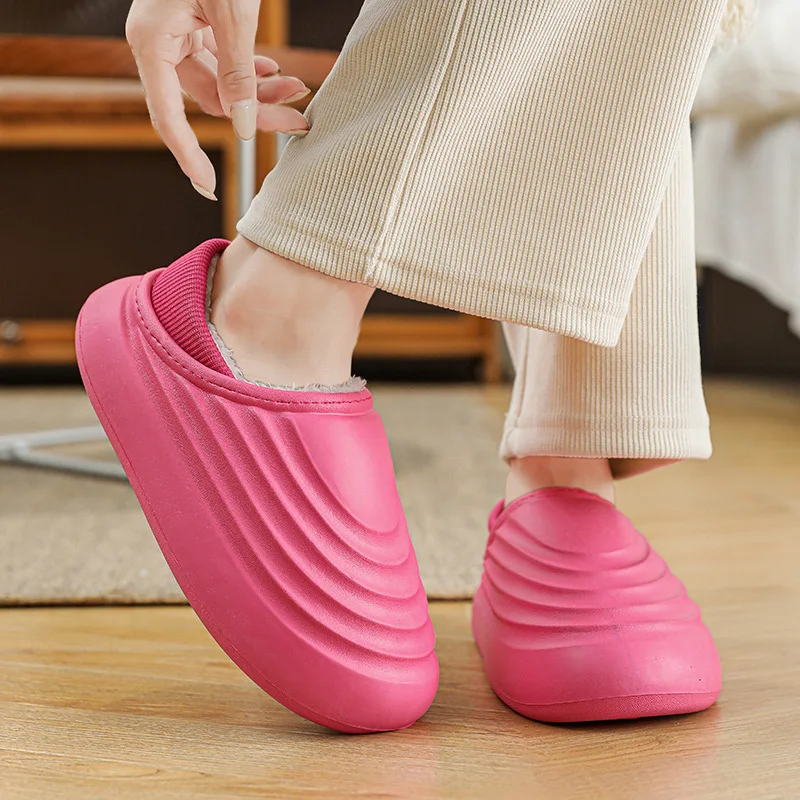 Водонепроницаемые зимние меховые плюшевые тапочки