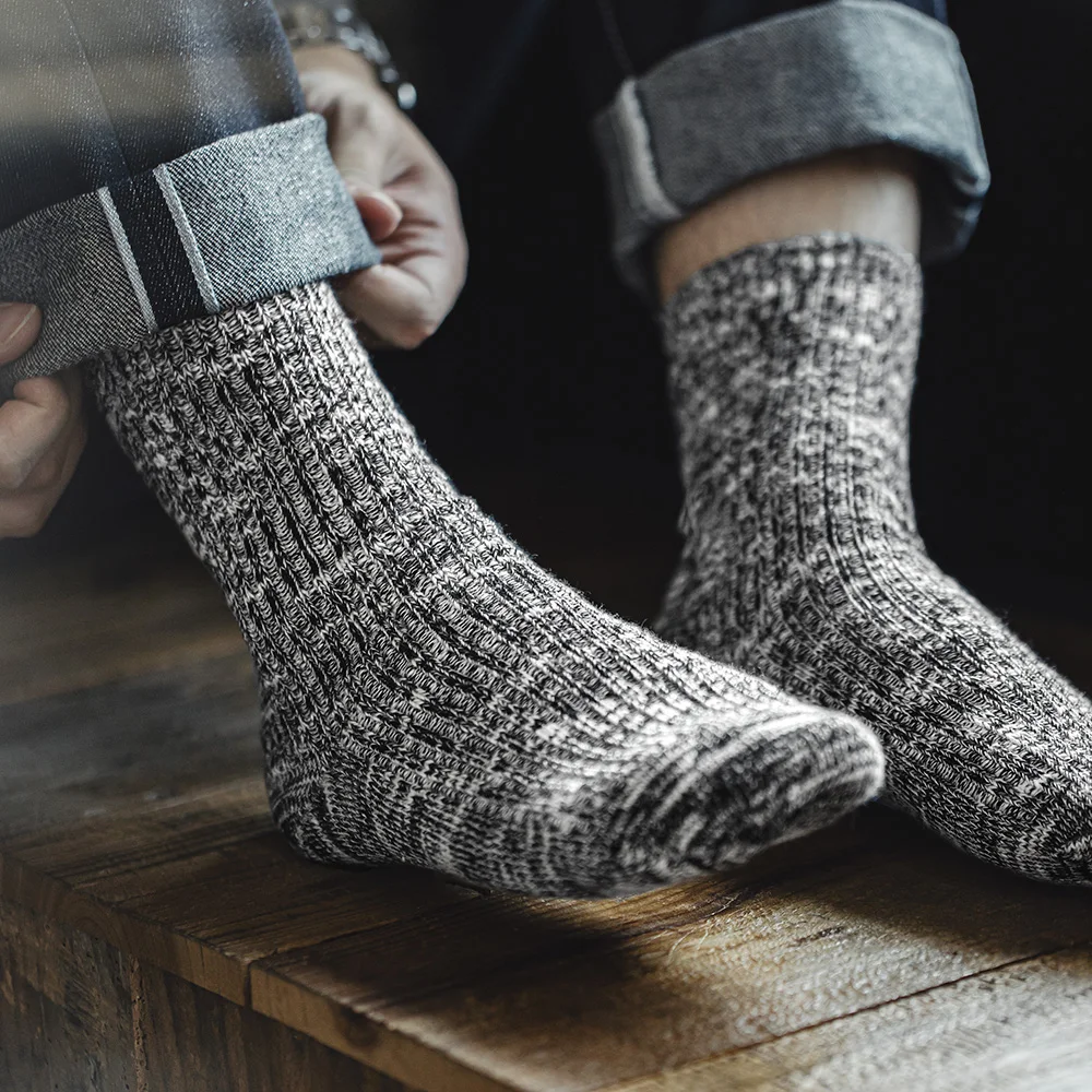 Женские и мужские трикотажные хлопковые носки до середины икры