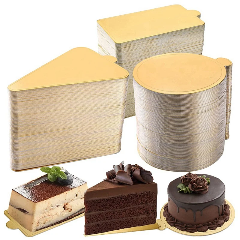 

300PCS Mini Cake Boards, Gold Circle Paper Cupcake Dessert Displays Base Tray, Mousse Cake Board Plates for Parties