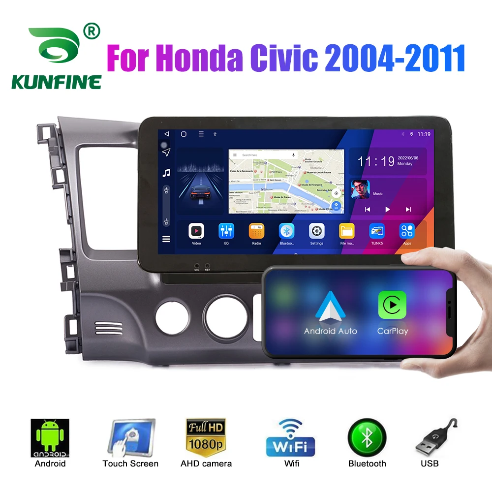 

Автомобильный радиоприемник 10,33 дюйма для Honda Civic 04-11 LHD/05-11 RHD 2Din Android OctaCore автомобильный стерео DVD GPS навигатор плеер QLED экран Carplay