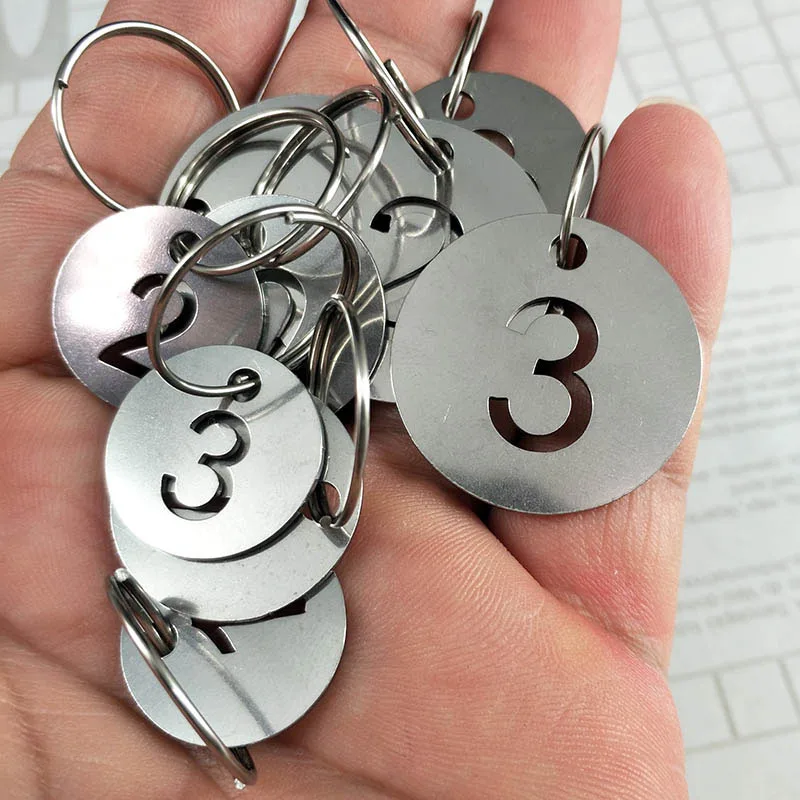 10PCS Stainless Steel 30mm Round Number Labels Hollow Out Plates Signs Hangtags For Keys Metal Tags Markers