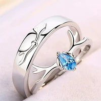 s925 sterling silver diamond deer head couple ring fashion simple men and women pair ring personalized christmas gift wholesale