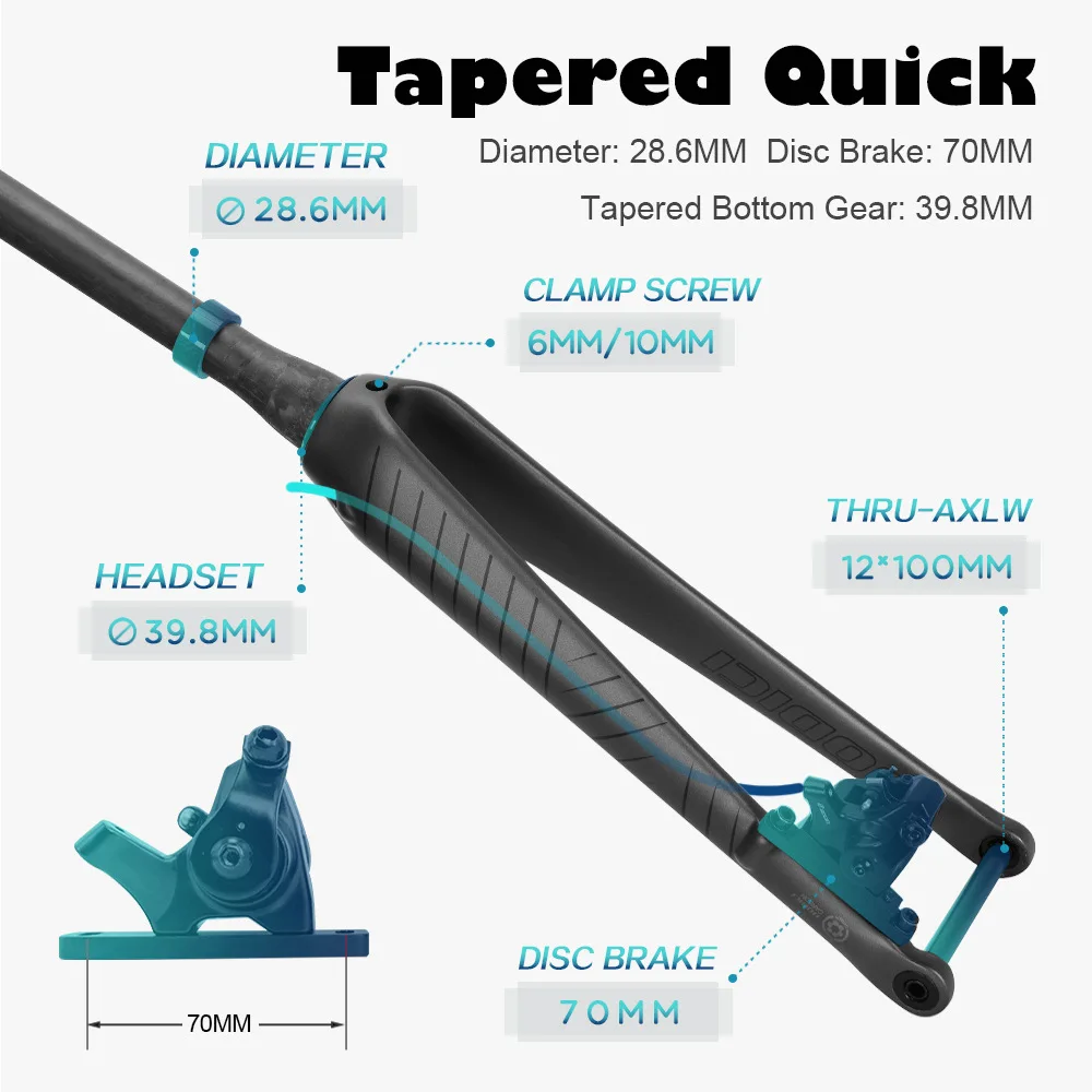 DODICI-вилка для дорожного велосипеда из углеродного волокна прямая трубка 700C X 25C
