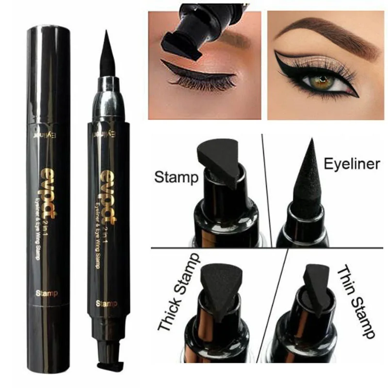 

Big Seal Stamp Liquid Eyeliner Waterproof and Quick-drying Black Eyeliner with Eyeliner Makeup Double-ended Eyeliner