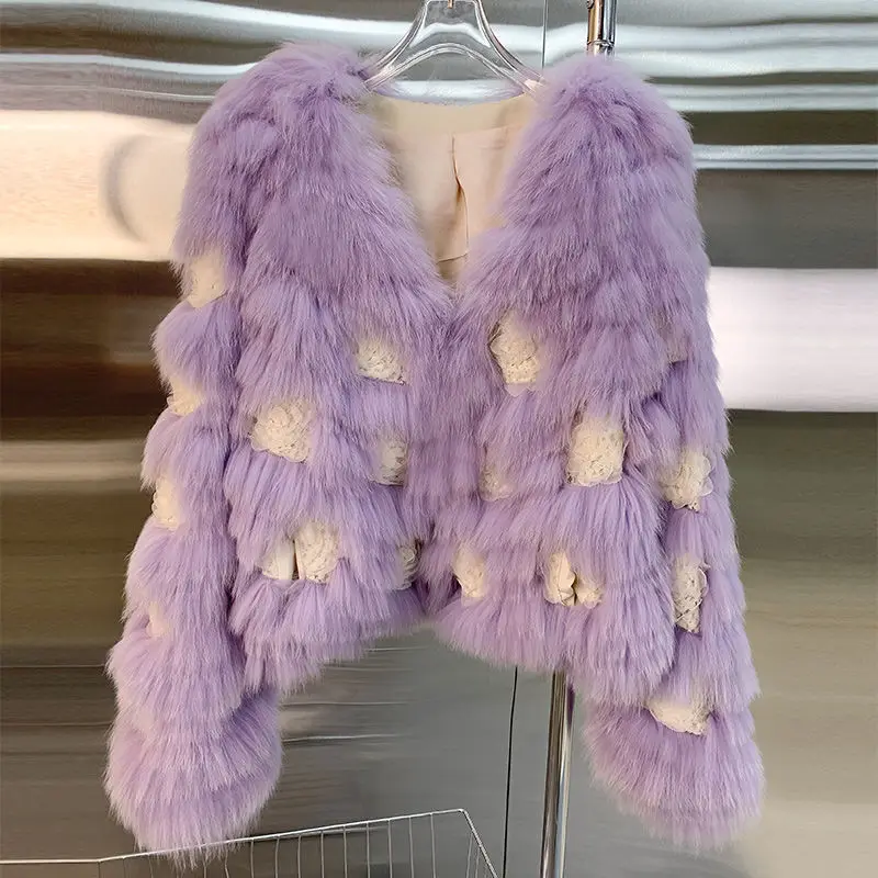 

Hikigawa 2023 Winter Contrast Color Women Jacket Casual Chic Fashion Tops Women Long Sleeve Rose Patchwork Roupas Femininas