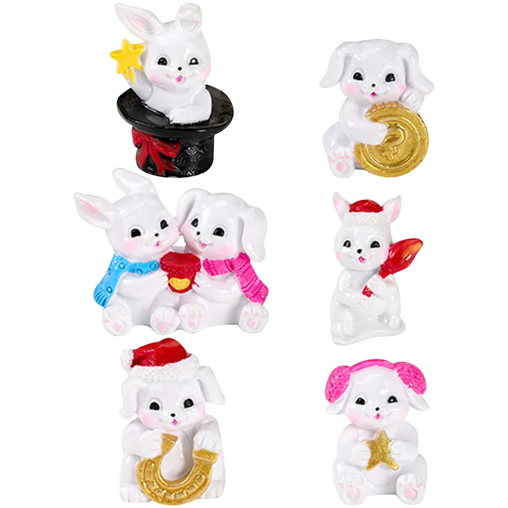 

Bunny Rabbit Zodiac Animal Figurine Figurines New Figure Year Miniature Statue Chinese Garden Decoration Landscape Easter