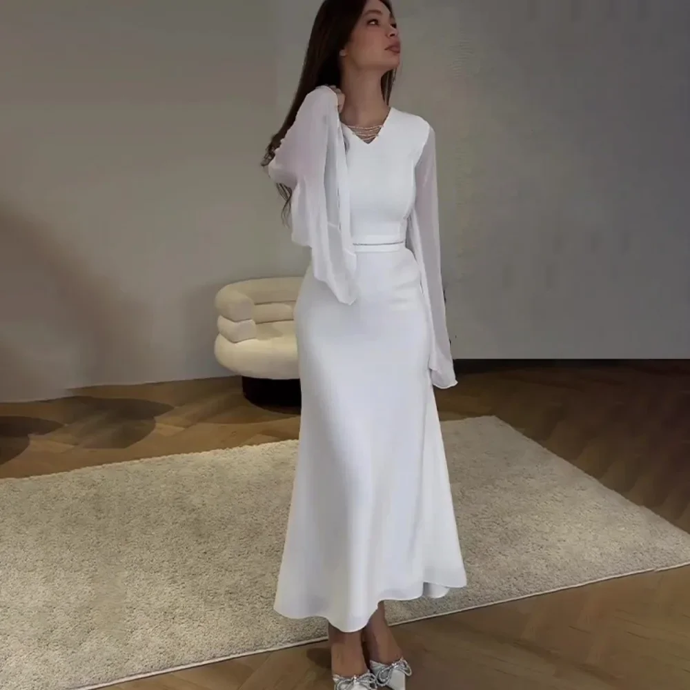 Мусульманское платье женская абайя шифоновые вечерние платья с рукавом Рог