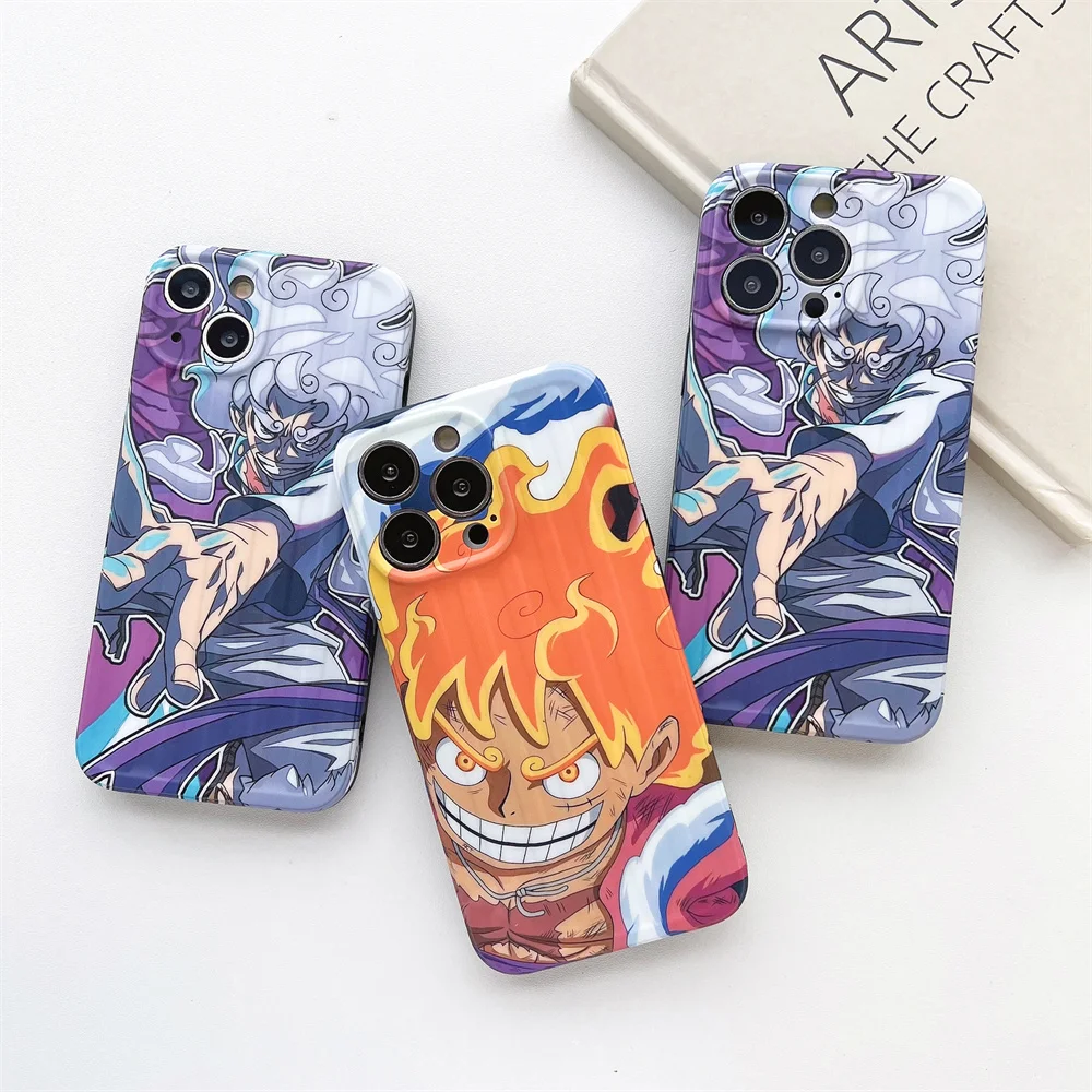 

Лидер продаж, японские Мультяшные Аниме One Piece Luffy чемоданы в полоску, чехлы для IPhone 11 12 13 14 Pro Max Plus, мягкая задняя крышка, чехол для телефона