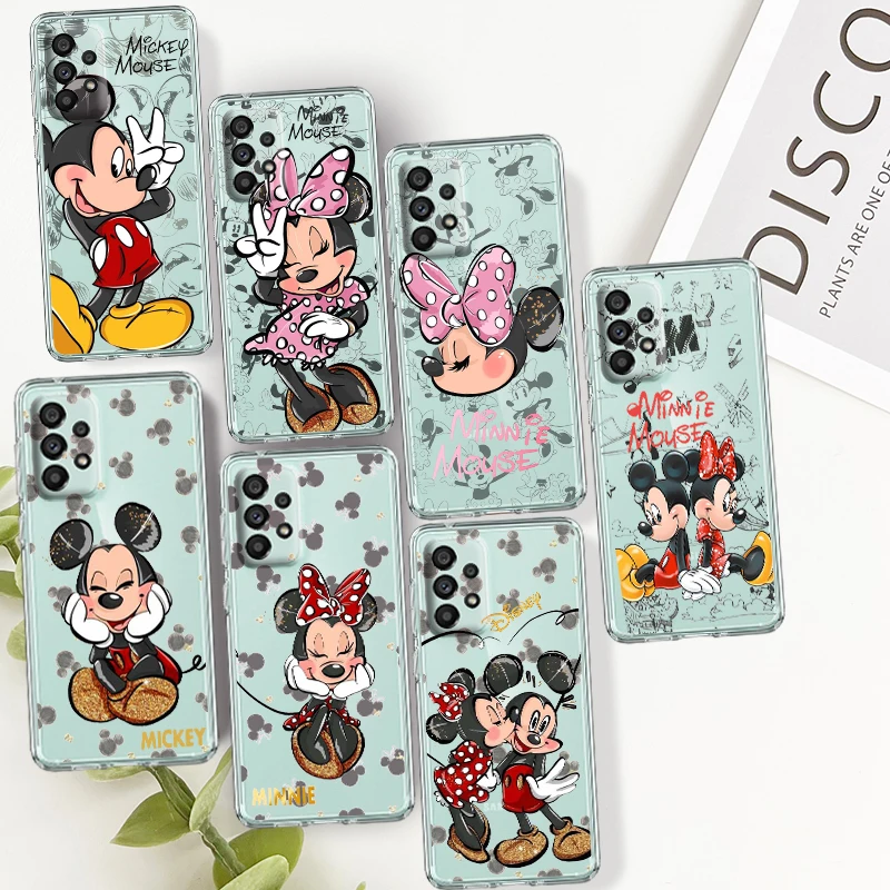 

Minnie Love Mickey For Samsung A14 A54 A34 A73 A53 A33 A23 A13 A32 A72 A52 A32 A22 Silicone Transparent Phone Case Coque Capa