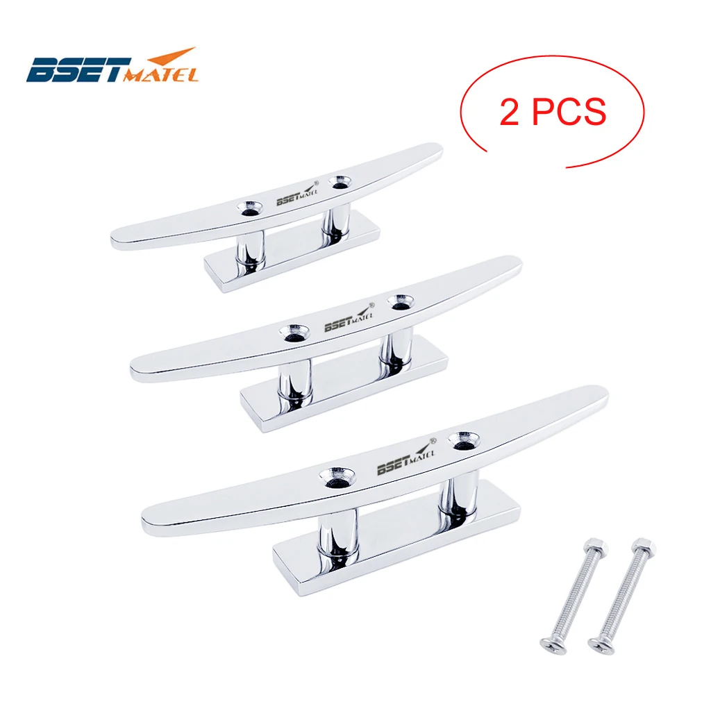 

2X Stainless Steel 316 Low Flat Cleat Boat Cleats Deck Rope Cleat Mooring Dock Cleat Marine Hardware Yacht Accessories Lock bolt