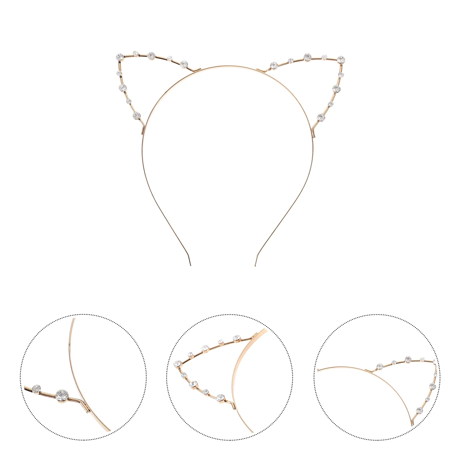 

Rhinestone Trim Costume Cat Ears Dress Kitten Womens Headband Fashion Headbands