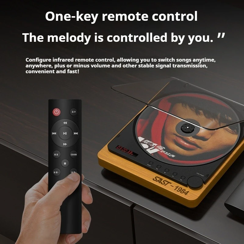 Фото SA058 Деревянный Hi-Fi CD-плеер, Bluetooth-подключение, цифровой оптический выход, воспроизведение без потерь через USB, инфракрасный пульт дистанционного управления №2