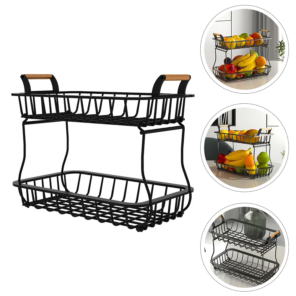 

Display Stand Exquisite Fruit Container Holder Two-layer Basket Vegetable Storage