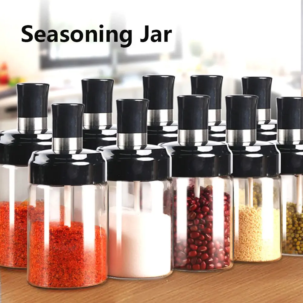 

Quantity Oil Brush Moisture-proof Spoon Cover Integrated Seasoning Jar Salt/Sugar Tank Honey Container Sub Bottle