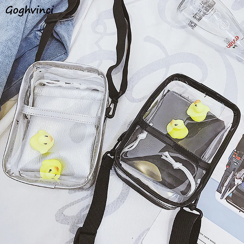 

Crossbody Bags Women Harajuku Korean Style Design Transparent Zipper Square Bag High Street All-match Chic Cross-body Teenager