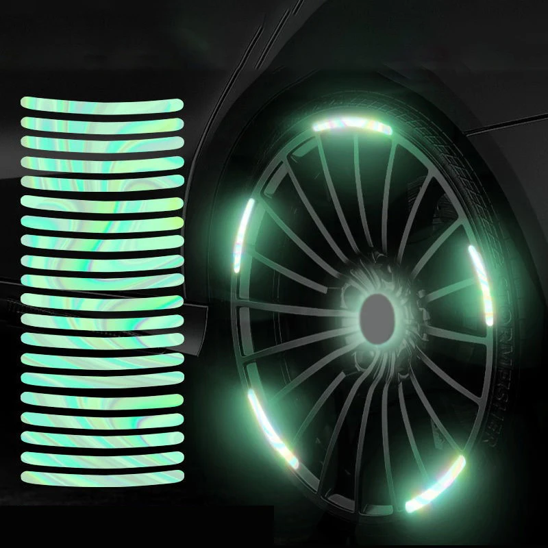 

20PCS Luminous Car Wheel Hub Sticker High Reflective Stripe Tape For Car Motorcycle Bike Night Driving Safety Universal Stickers