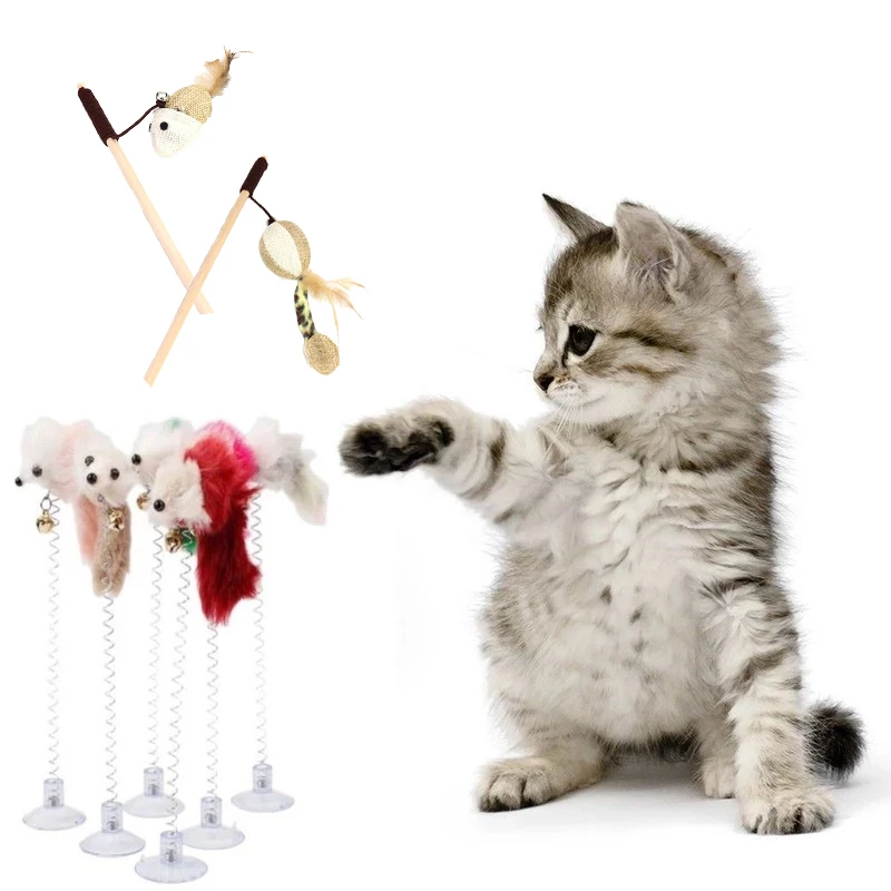 

Cartoon Pet Cat Toy Stick Feather Rod Mouse Pumpkin Toy With Mini Bell Cat Catcher Teaser Rubber Band Bell Interactive Cat Toy