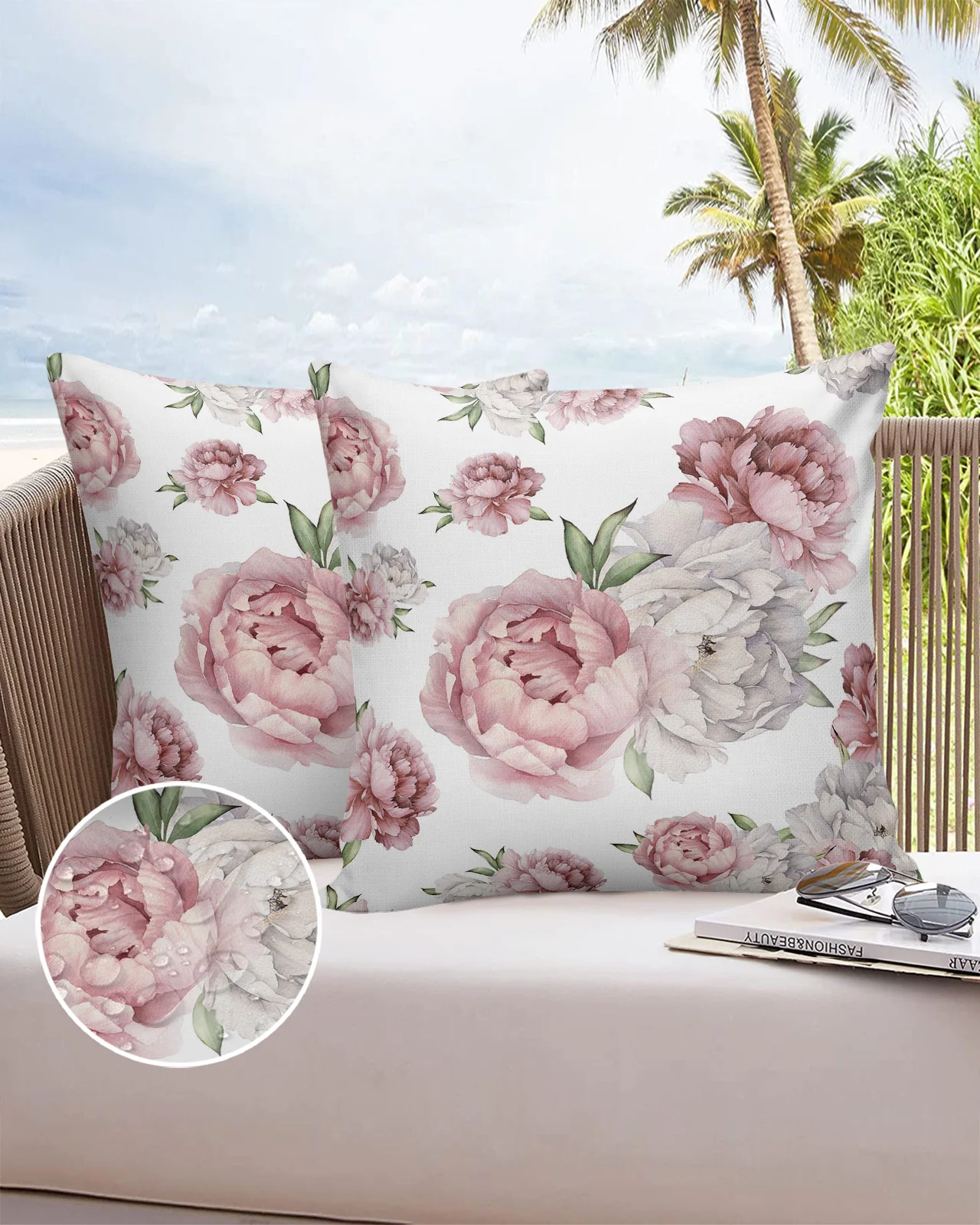 

Retro Flower Autumn Peony Pillowcase Modern Sofa Car Waist Cushion Covers Home Office Decor Printed Waterproof Pillow Cases