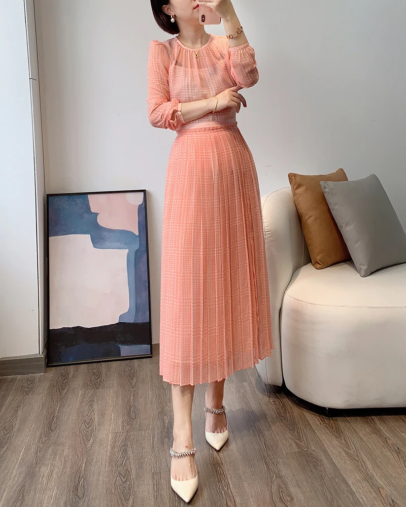 

Плиссированное Платье средней длины, с длинным рукавом, UK 6-UK14, осенняя коллекция