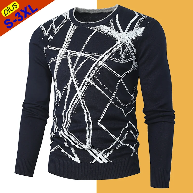 

S-3XL Высококачественный свитер, пуловер для мужчин, модный приталенный свитер, джемпер, трикотажная одежда для мужчин, мужской свитшот, темно-синий