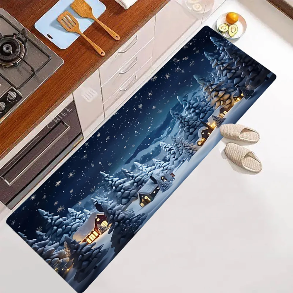 

Рождественский кухонный коврик "Снежная деревня", полиэстер