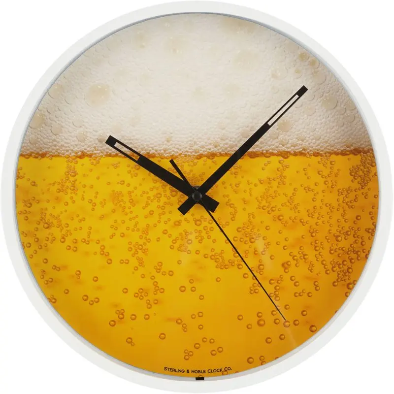 

Удивительные очаровательные и сияющие элегантные современные настенные часы для помещений с фото Реалистичный дизайн пива/эля и кварцевый механизм-Круглый-