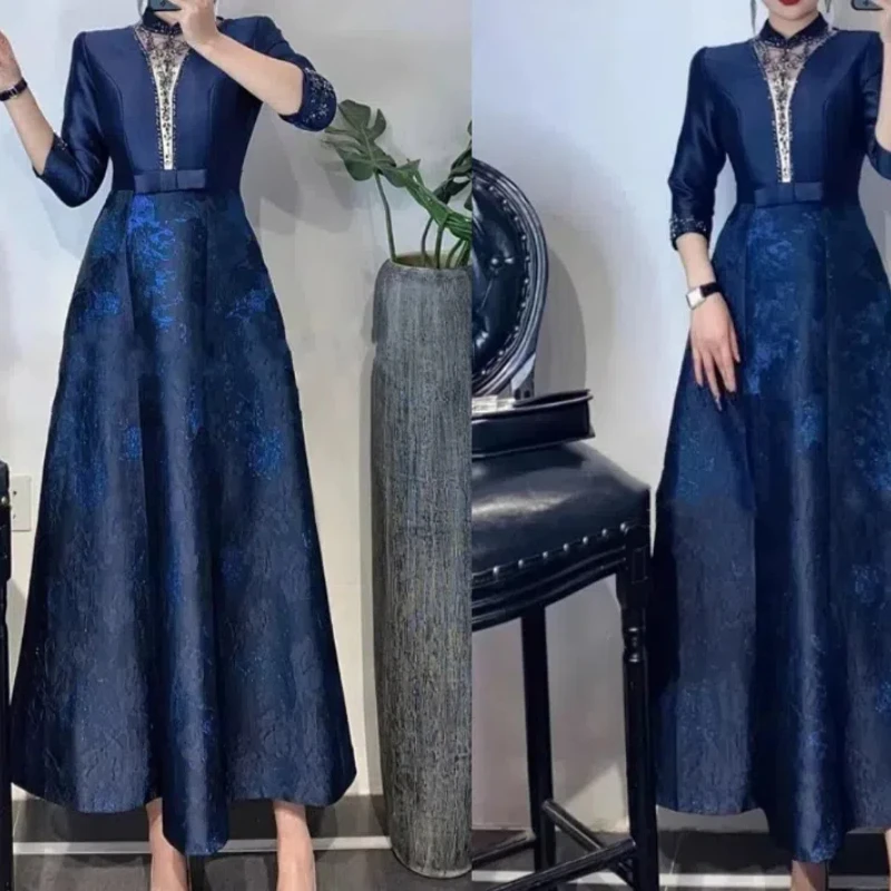 Новое жаккардовое платье в китайском стиле с трехмерным рельефным цветочным