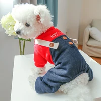 fashionable dog clothes winter denim dog jumpsuit romper for small medium dogs chiwawa yorkie jeans pants pet tracksuit overalls